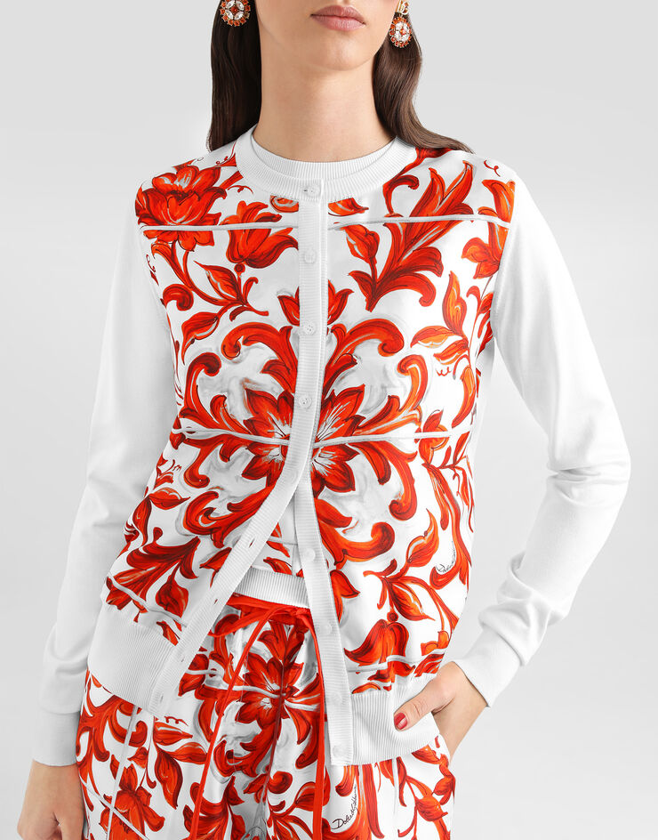 Dolce & Gabbana Majolica-print silk and twill cardigan Dolce & Gabbana Majolica-print silk and twill cardigan Multicolor FXV10TJBSP8