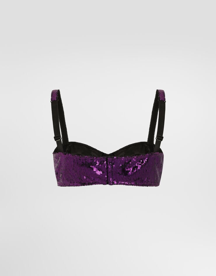 Dolce & Gabbana Reggiseno a balconcino ricamato in micro paillettes Dolce & Gabbana Reggiseno a balconcino ricamato in micro paillettes Fucsia O1B36TON05C