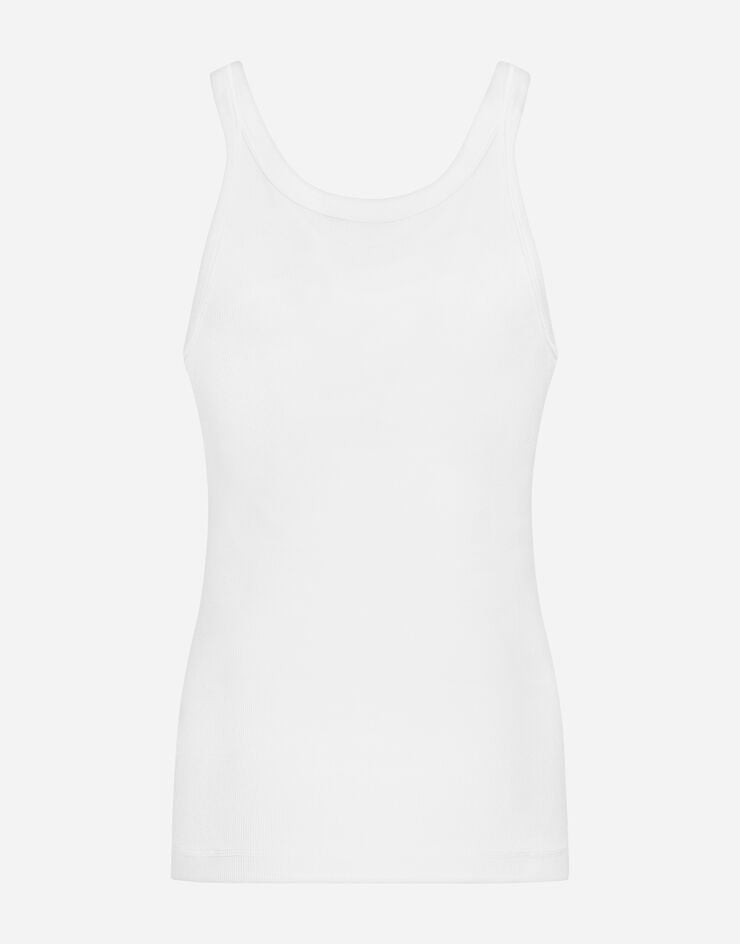 Dolce & Gabbana Camiseta sin mangas de algodón acanalado lavado Blanco G8PA8TFU7AV