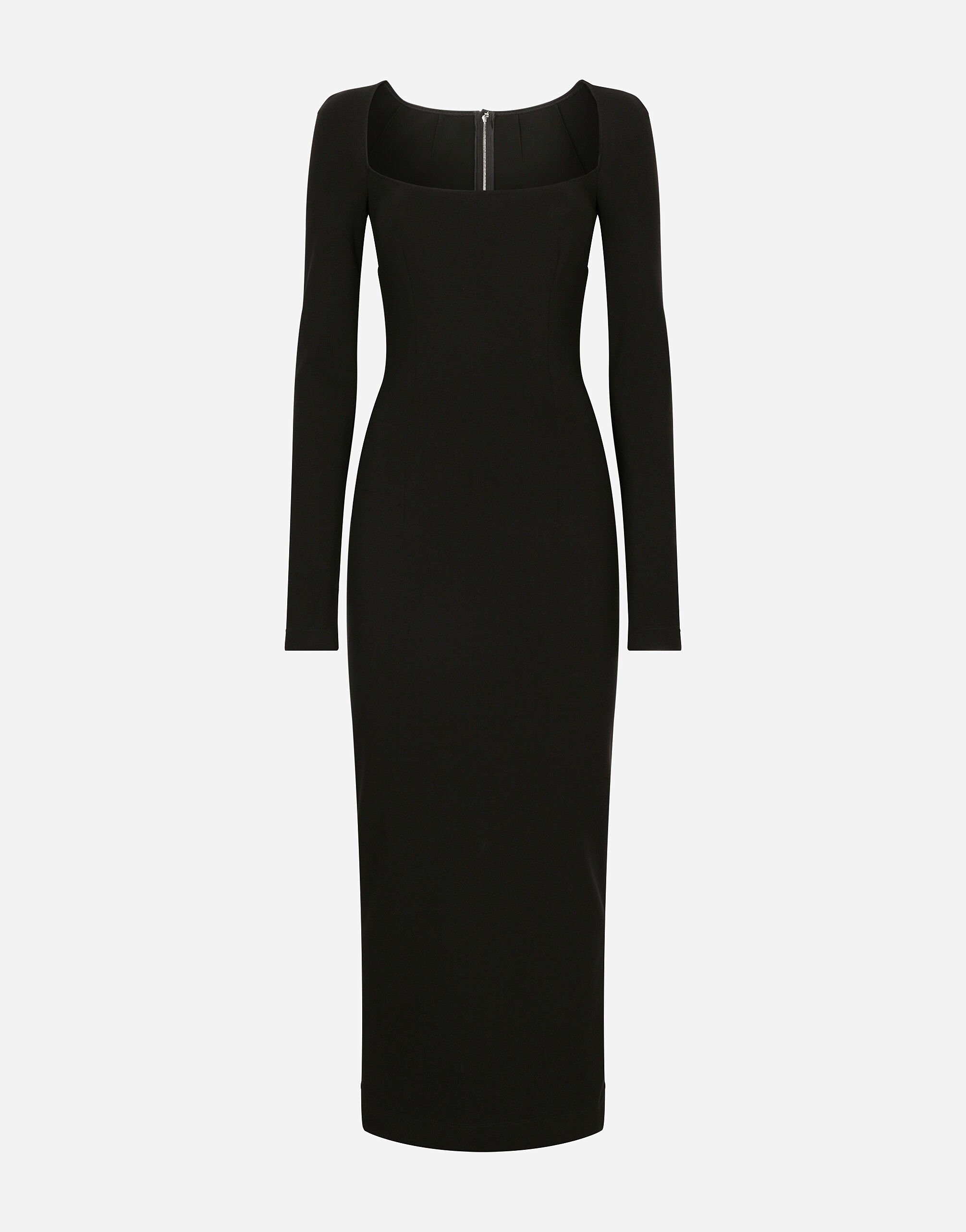 Dolce & Gabbana Long-sleeved jersey Milano rib sheath dress: Black FXV15ZJFMBC