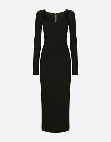 Dolce & Gabbana Schlauchkleid mit langem Arm aus Jersey in Milano Ripp: Schwarz F6DLUTFUGN7