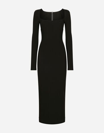 Dolce & Gabbana Long-sleeved jersey Milano rib sheath dress: Black FXV15ZJFMBC