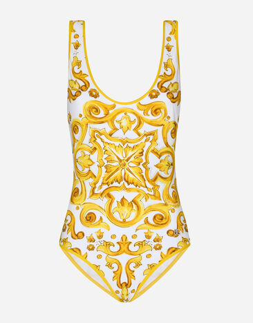 Dolce & Gabbana Majolica-print racing swimsuit Print O9A13JONO19