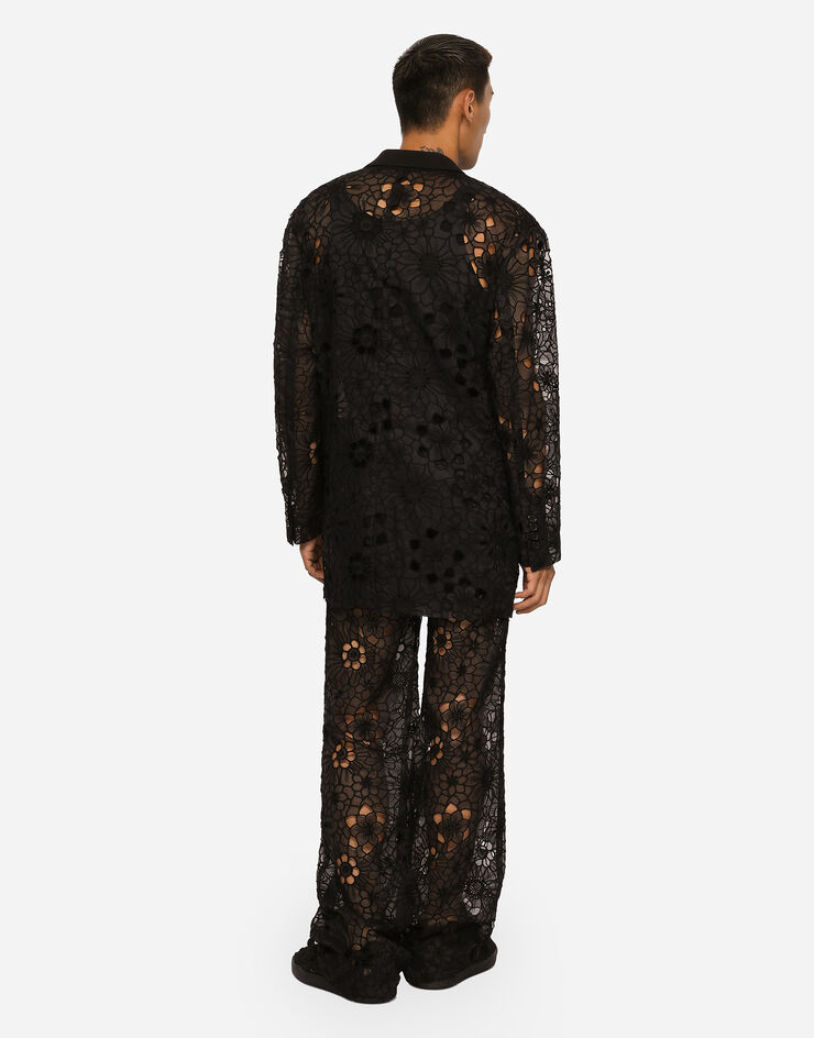 Dolce & Gabbana Tailored stretch broderie anglaise pants Black GVJ5HTHLMT3