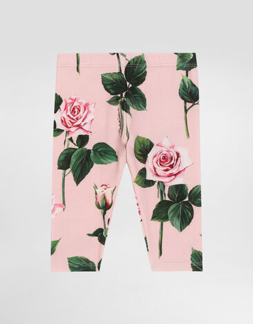 Dolce & Gabbana Interlock leggings with rose print Print L23Q34FI5KS