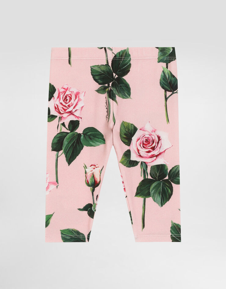 Dolce & Gabbana Interlock leggings with rose print Print L2JPB9FSGAA