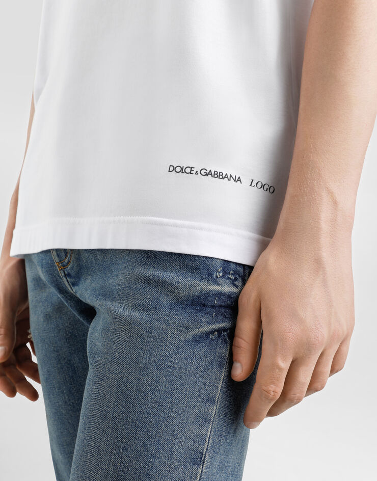 Dolce & Gabbana Camiseta de algodón con logotipo Blanco G8PN9TG7O4O