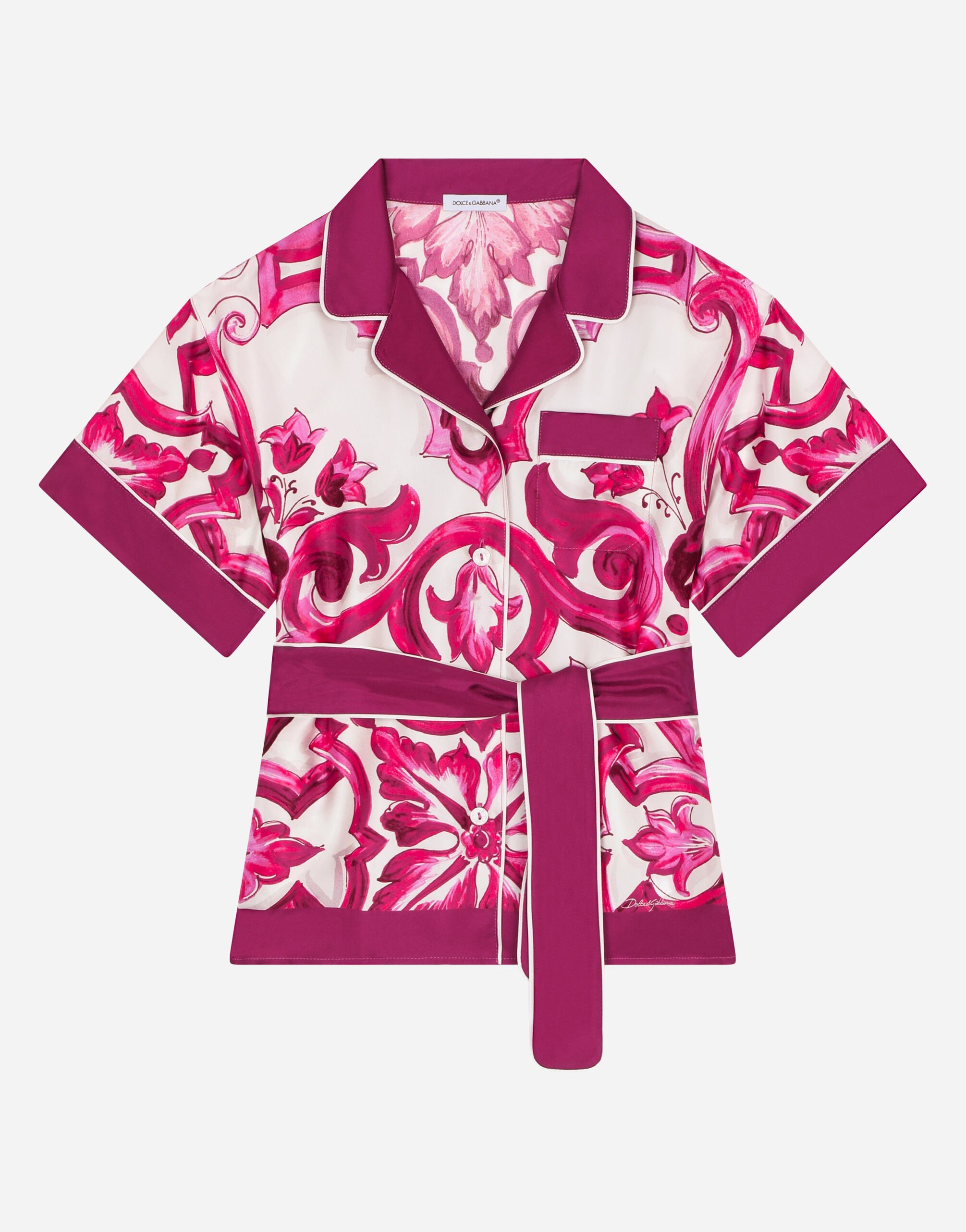 Dolce & Gabbana Camisa de sarga con estampado Maiolica Imprima L5JN79FSG79