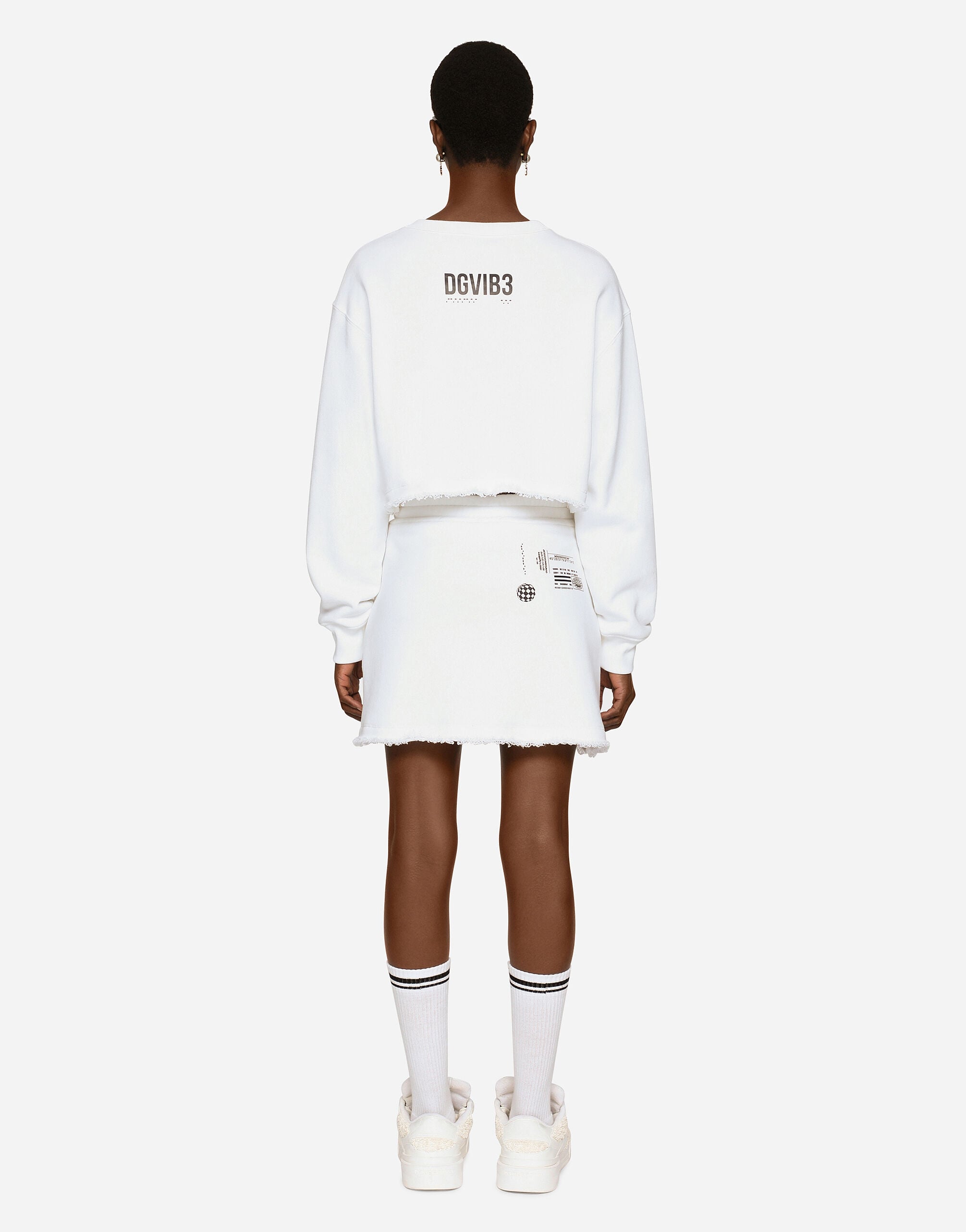 D&G Dolce & Gabbana ワンピース ホワイト y2k y88 Short cotton jersey skirt DGVIB3 in White for Women