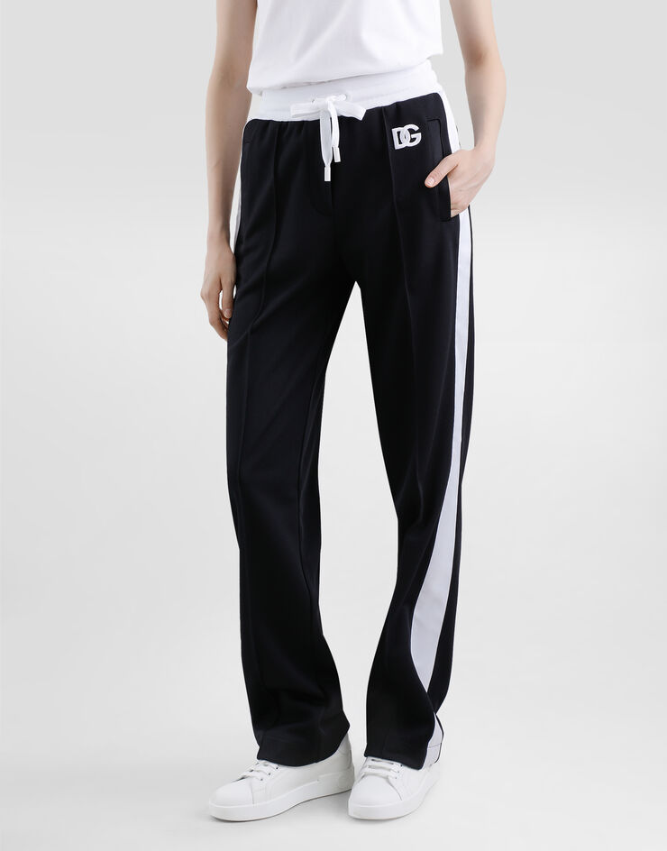 Dolce & Gabbana DG 徽标刺绣三醋酸纤维慢跑裤 黑 FTC94ZGDCX8