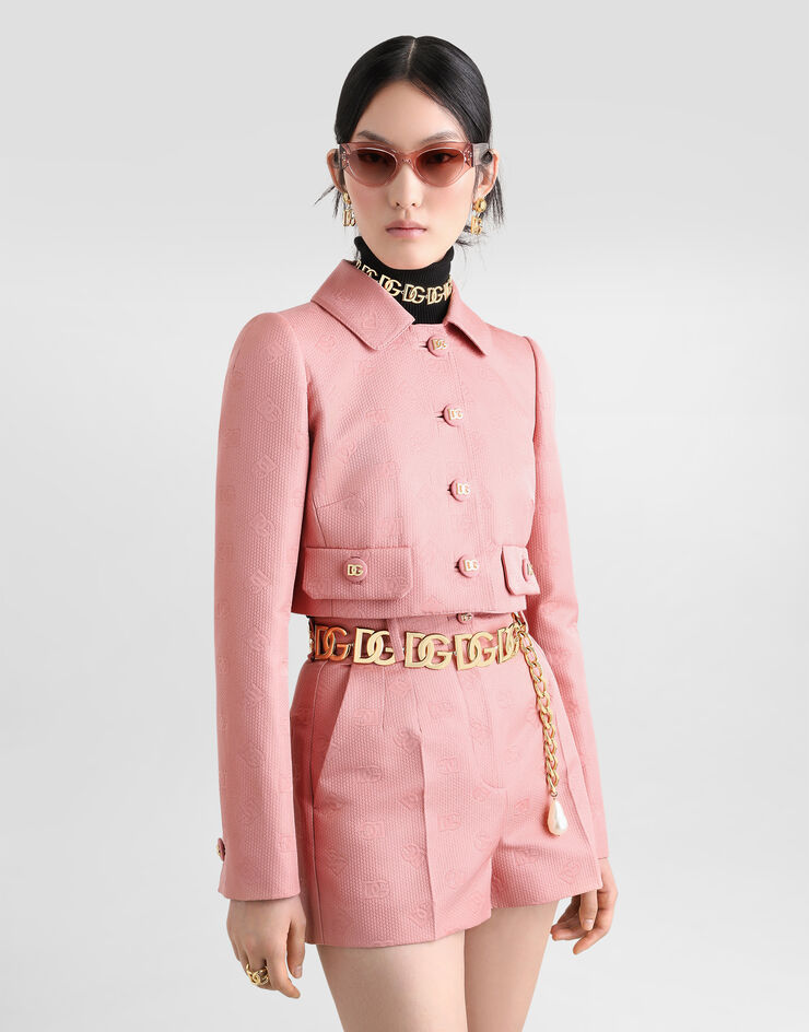 Dolce & Gabbana DG 徽标绗缝提花短裤 Pink FTC9GTHJMQN