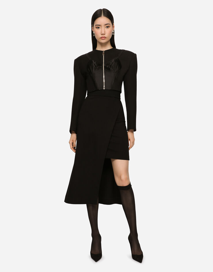 Dolce & Gabbana Calf-length skirt with jersey mini skirt Black F4CIKTFUGPF