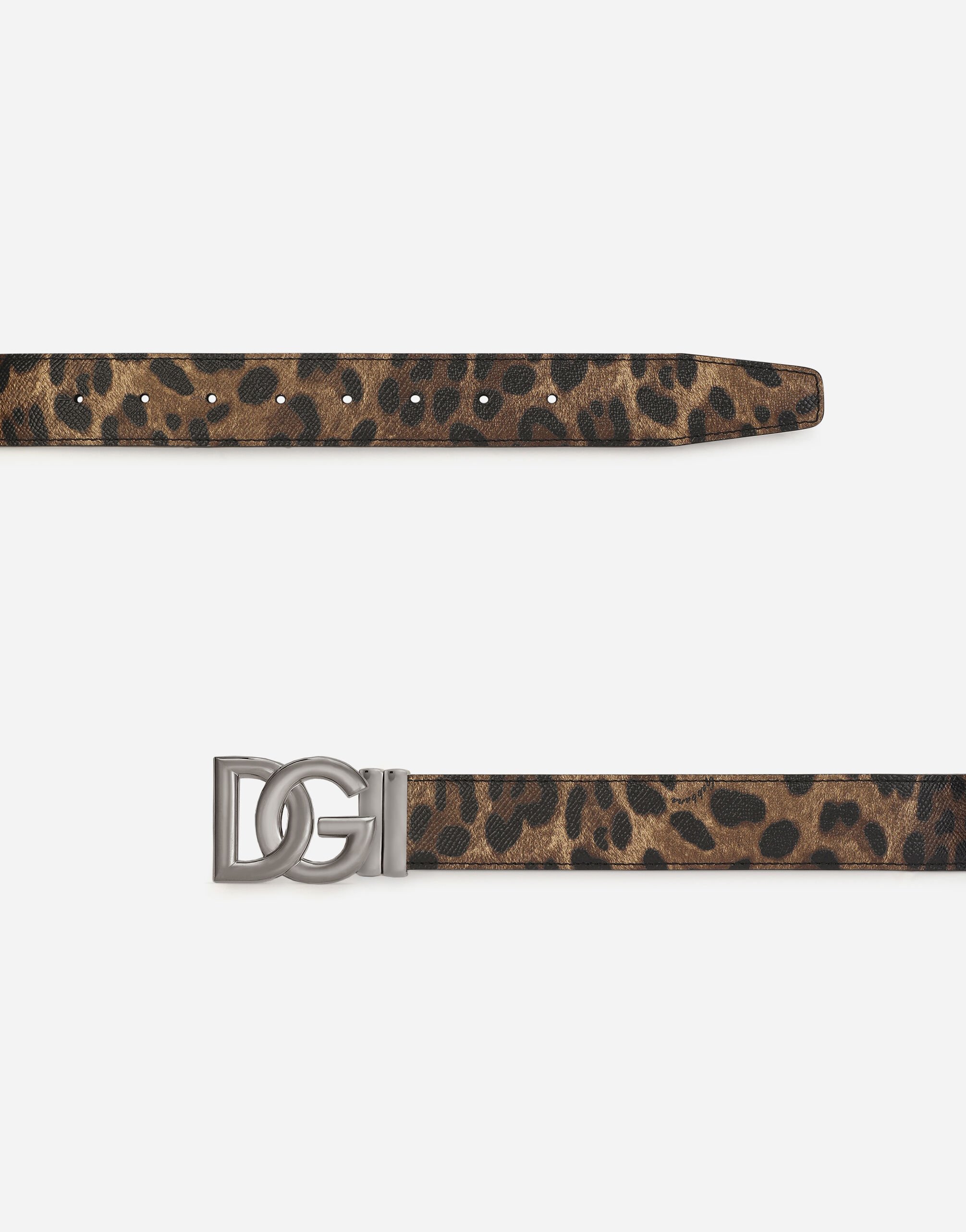 Reversible leopard-print calfskin belt in Animal Print for Men |  Dolce&Gabbana® US