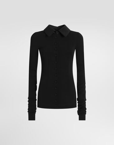 Dolce & Gabbana Wool jersey blouse Black F7CH2TFUGVS