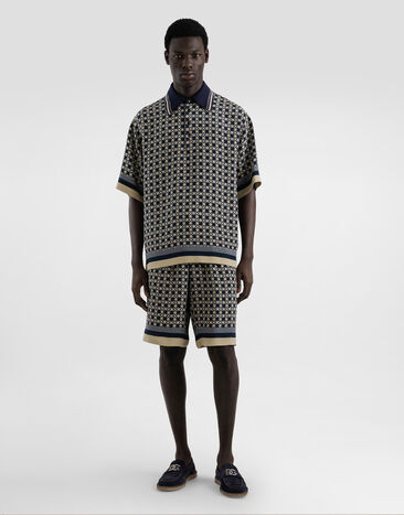 Dolce & Gabbana Printed marocain crêpe polo shirt Print G8RG4THI1ZY
