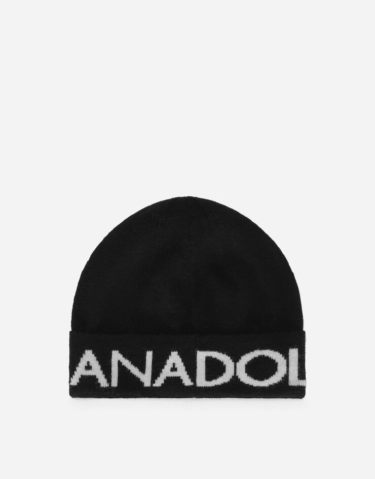 Dolce&Gabbana Knit hat with jacquard logo Black LBKHA2JCVM6