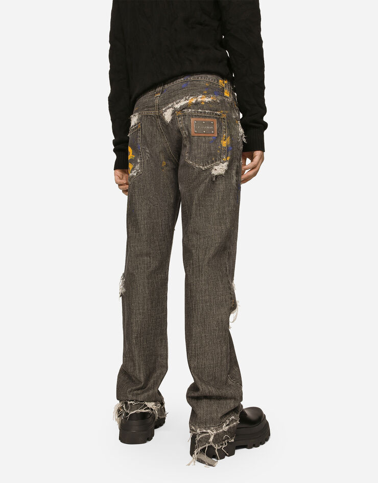 Dolce&Gabbana Dirty denim straight-leg jeans with rips Multicolor GZ15MDG8JS9