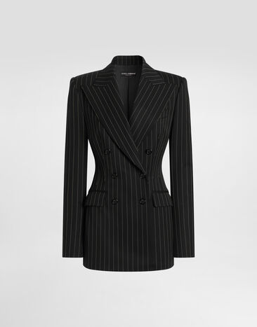 Dolce & Gabbana 재킷 Turlington 울 소재 더블 브레스티드 디테일 핀스트라이프 프린트 멀티 컬러 F29QFTFRZAT
