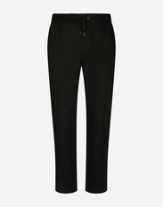 Dolce & Gabbana Stretch cotton jogging pants with plate Black G4HXATG7ZXD
