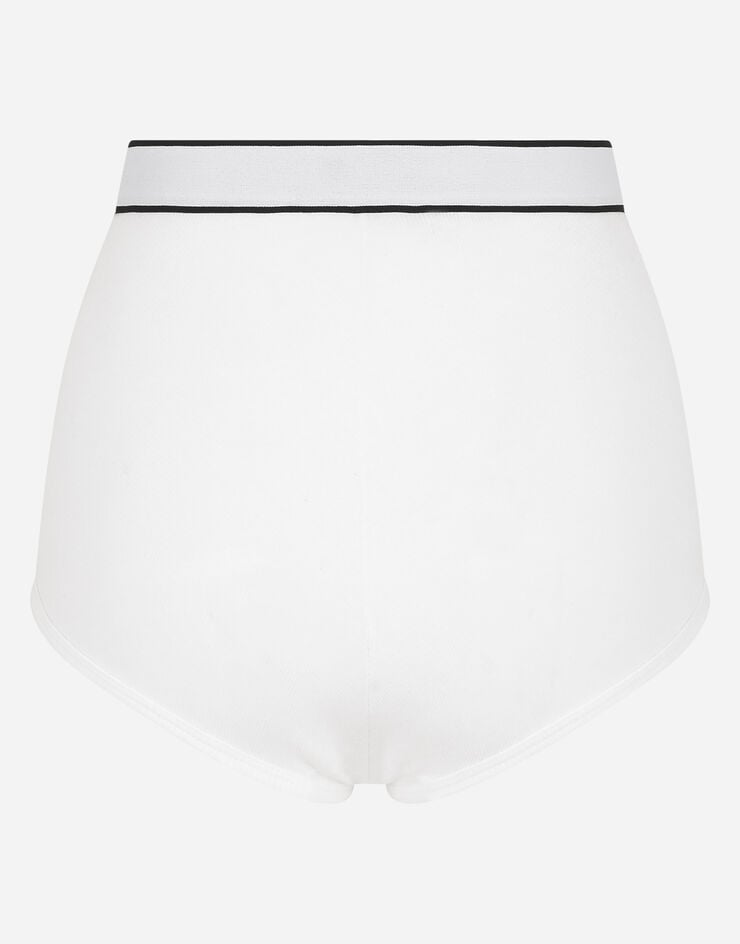 Dolce & Gabbana Fine-rib jersey high-waisted panties with branded elastic White O2A88TFUGF5