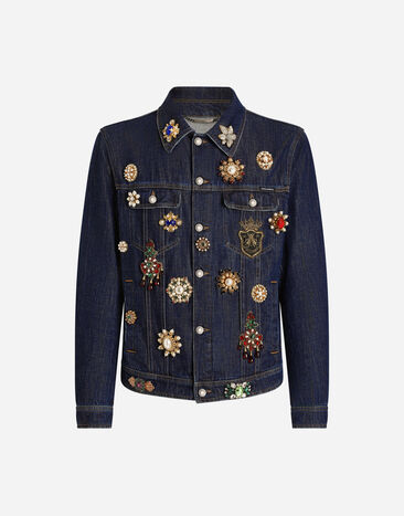 Dolce & Gabbana Cotton denim jacket with bejeweled detailing Multicolor G9BKPZG8MF8