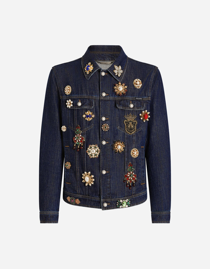 Dolce & Gabbana Cotton denim jacket with bejeweled detailing Multicolor G9BKPZG8MF8