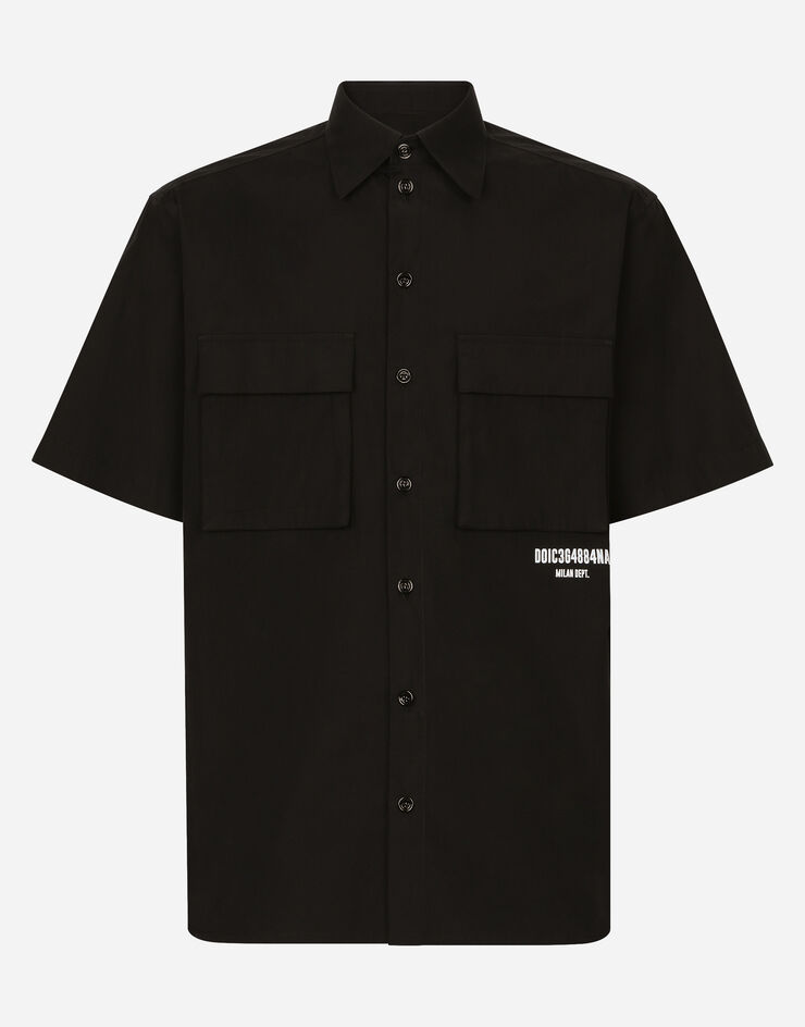 Dolce&Gabbana Cotton poplin shirt with logo print Black G5LG6TFU5EW