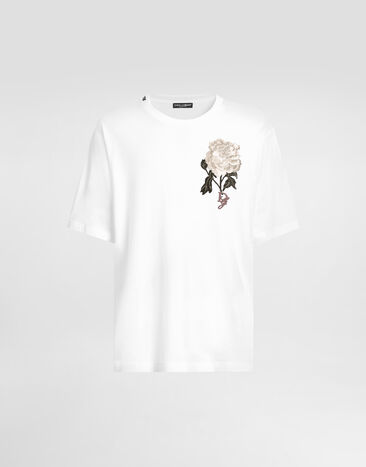 Dolce & Gabbana Cotton T-shirt with patch White G8PN9ZG7O4Q