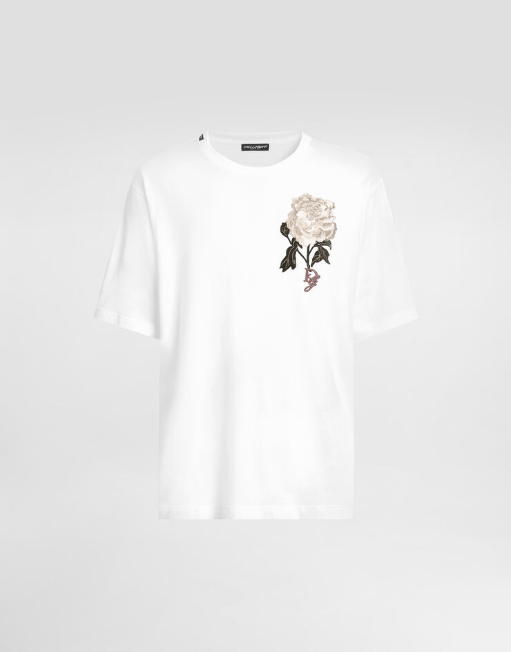 Dolce & Gabbana Cotton T-shirt with patch White G8PN9ZG7O4Q
