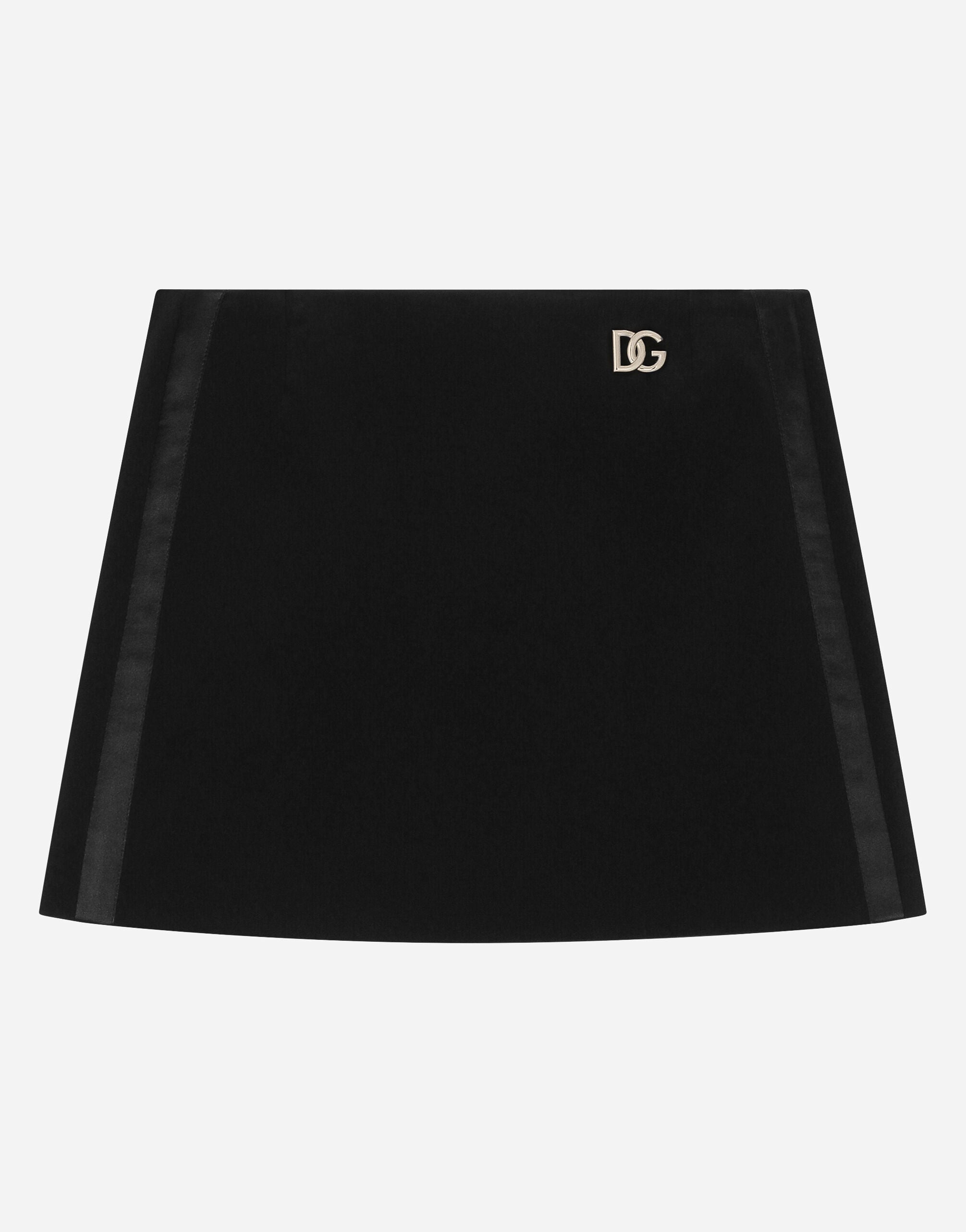 Miniskirt with DG logo in Black for Girls | Dolce&Gabbana® US