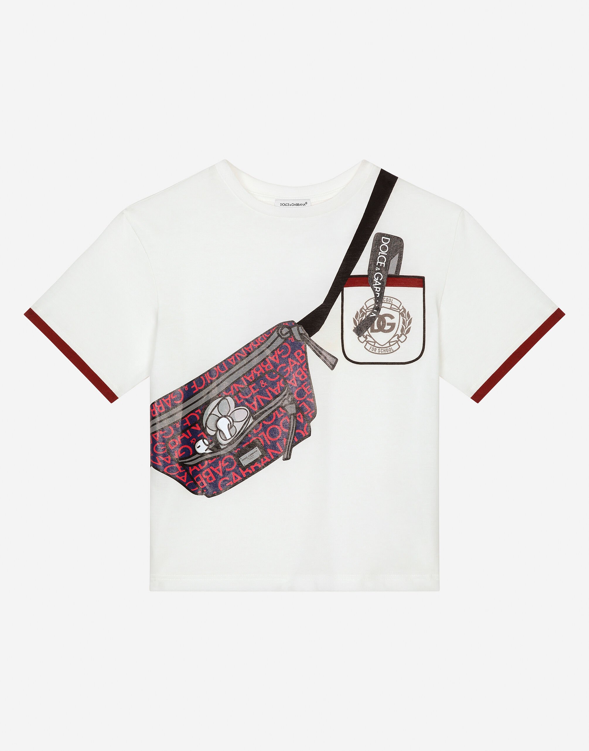 Whiteのボーイズ ベルトポーチプリント ジャージー Tシャツ