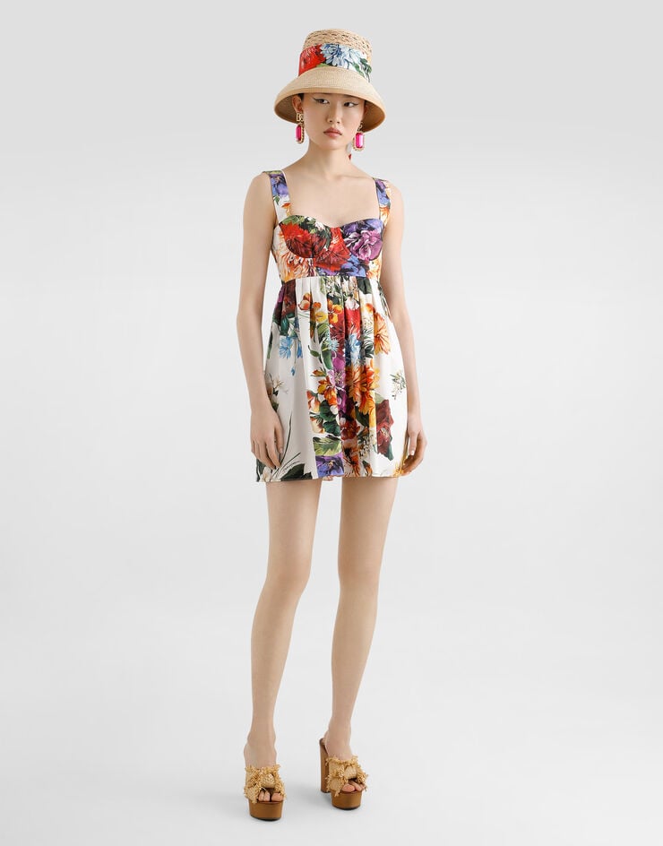 Dolce & Gabbana Kleid aus Popeline mit Bouquet-Print Drucken F6TZXTHS5TR