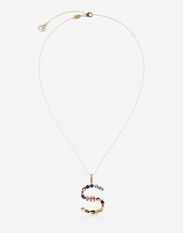 Dolce & Gabbana Pendente S Rainbow Alphabet con gemme multicolor Oro WAMR2GWMIXS