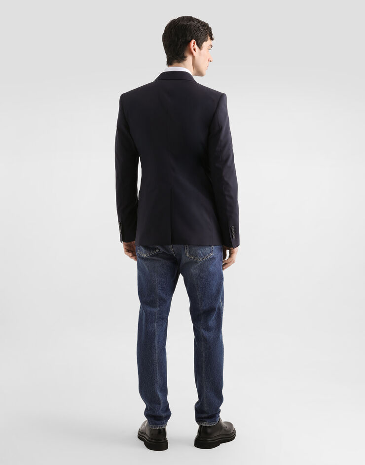 Dolce & Gabbana 羊毛帆布 Sicilia 双排扣夹克 蓝 G2VE2ZFUBF2