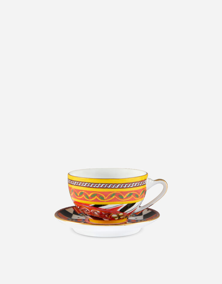 Dolce & Gabbana Taza de té con platillo de porcelana Multicolor TC0102TCA13