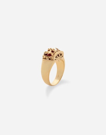 Dolce & Gabbana Royal Ring aus 18 Karat Gelbgold und rotem Jaspis GOLD WRLK1GWJAS1