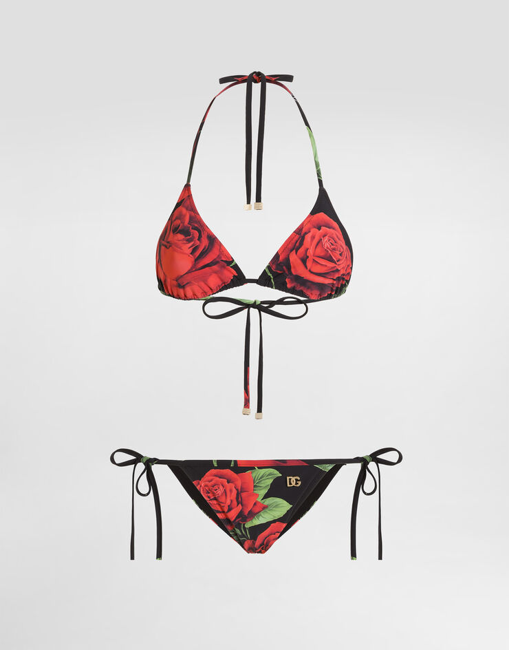 Dolce & Gabbana Rose-print triangle bikini Dolce & Gabbana Rose-print triangle bikini Multicolor O8A02JON0FR