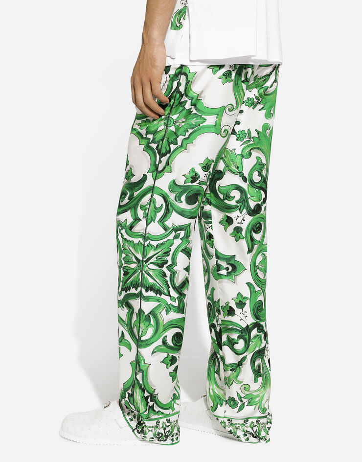 Dolce & Gabbana Jogginghose aus Seidentwill Majolika-Print Drucken GVRMATHI1SV