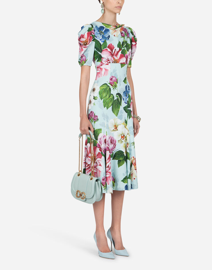 Dolce & Gabbana SHORT-SLEEVED FLORAL-PRINT CADY MIDI DRESS STAMPA FLOREALE F6H2MTFSRMJ