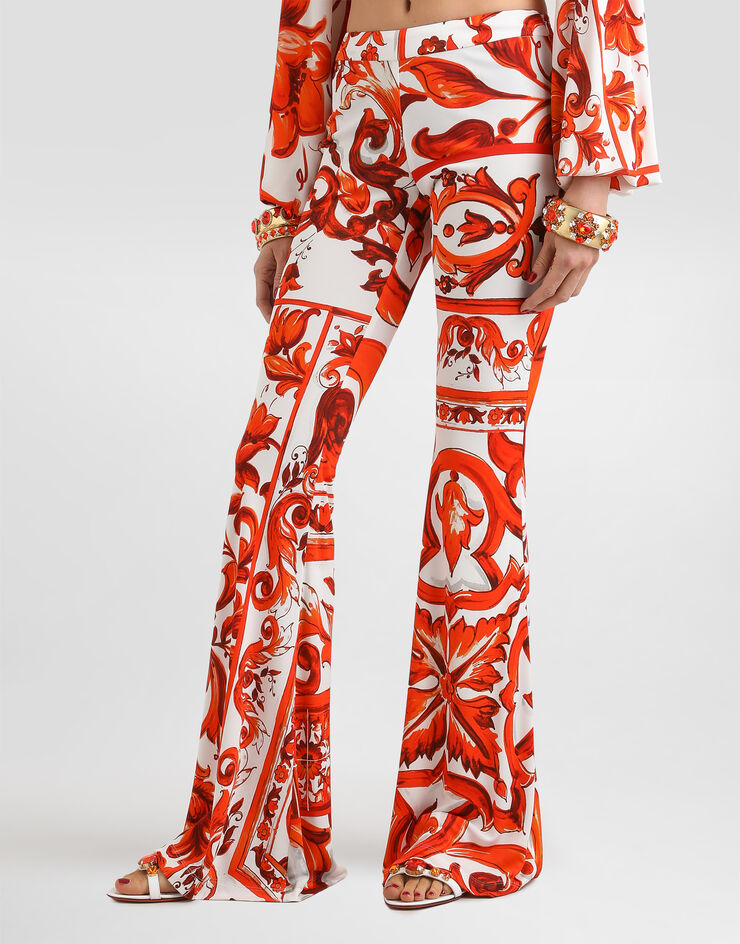 Dolce & Gabbana Majolica-print organzine trousers Multicolor FTDK8TFS8DS