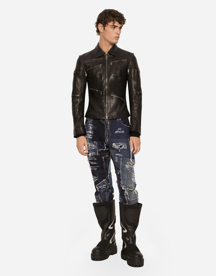 Dolce & Gabbana Giubbotto pelle lavata Nero G9AHGLHULSC