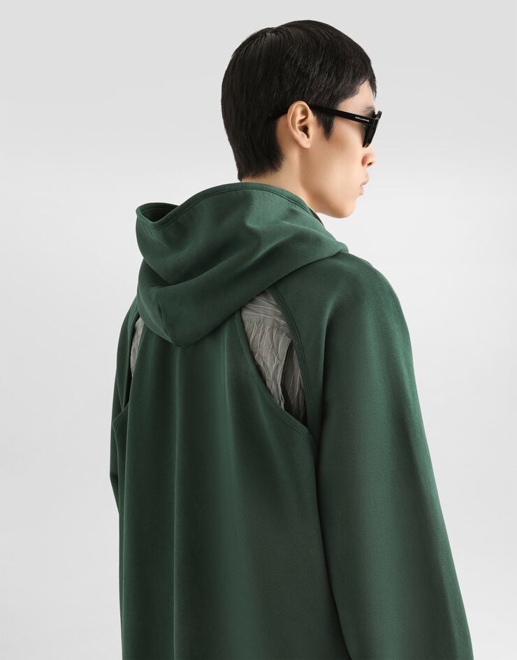 Dolce & Gabbana Treated cotton hoodie Green G9CDBZG7P0U