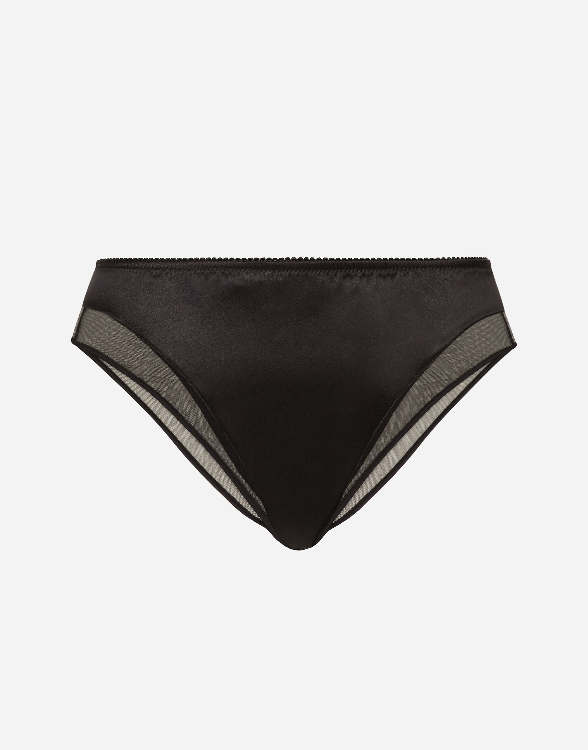 Dolce & Gabbana Slip en satin et tulle Noir O1G24TONQ79