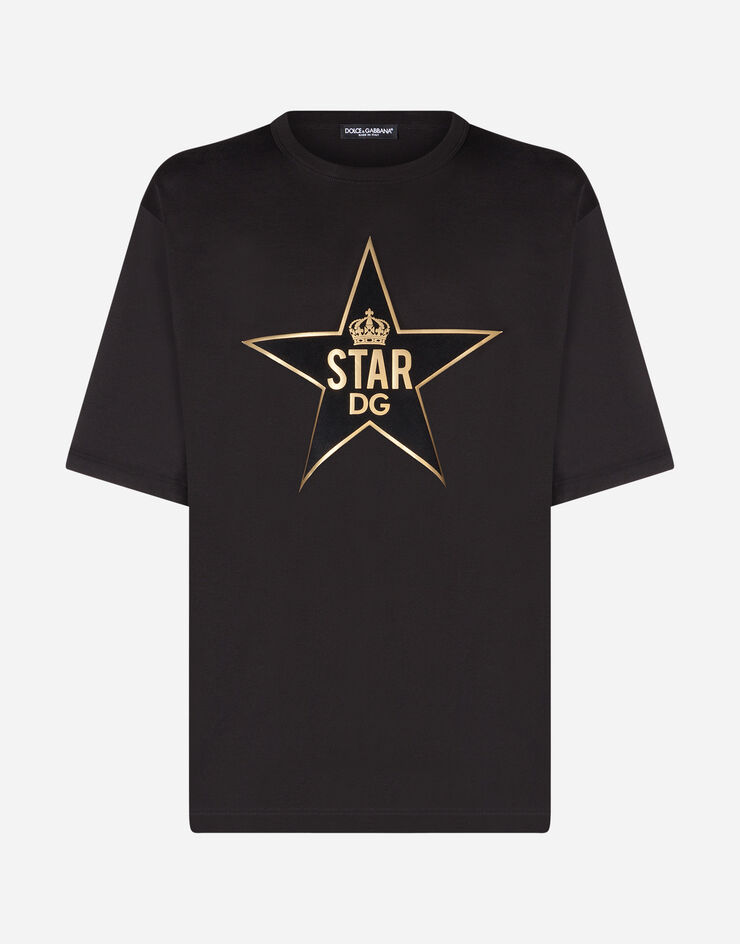Dolce & Gabbana COTTON T-SHIRT WITH PATCH NEGRO G8KN7ZG7VDS
