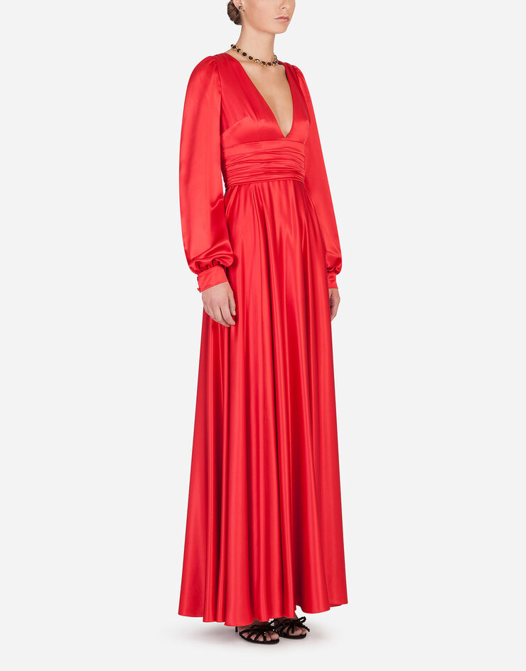 Dolce & Gabbana Long silk dress Red F6K2PTFU1NG