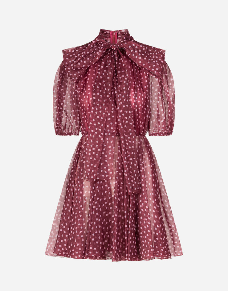 Dolce & Gabbana SHORT MINI POLKA-DOT PRINT ORGANZA DRESS ROSE F6H7QTIS1BX