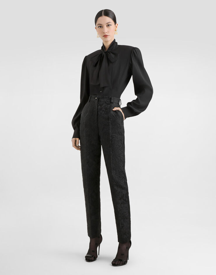 Dolce & Gabbana Peony-motif brocade trousers Black FTAM2THJMQO