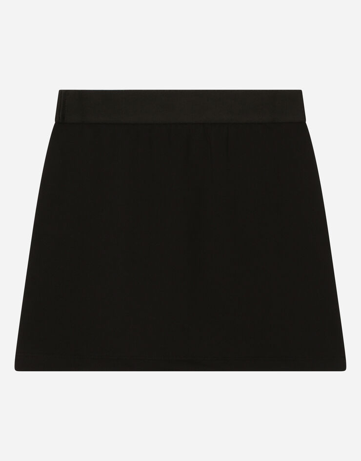 Dolce & Gabbana Short jersey skirt with branded elastic Black L5JI84G7E3Z