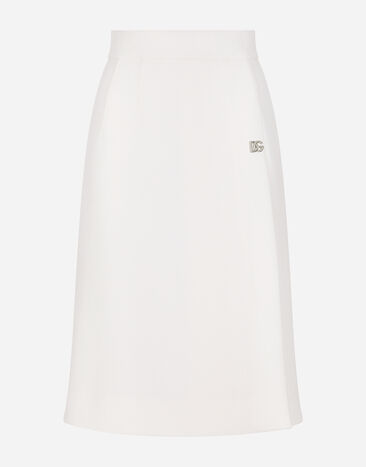 Dolce & Gabbana ミディスカート クレープ サイドスリット ホワイト F4CJ2TFUBCI