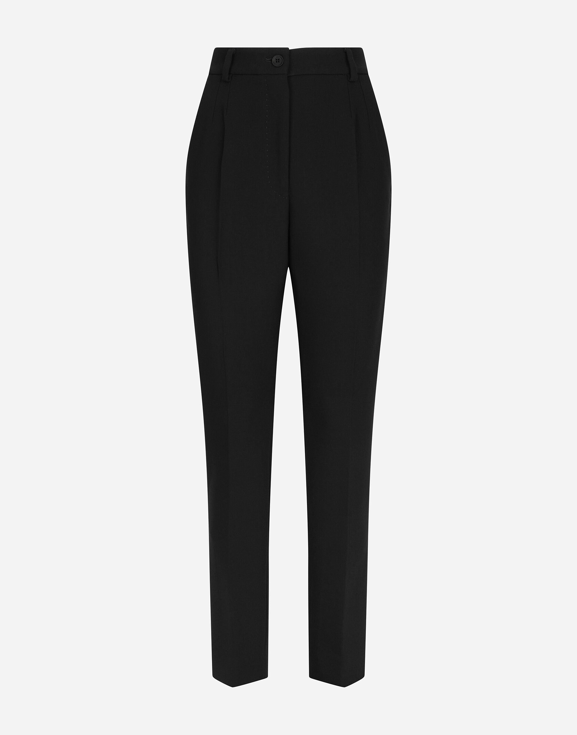 Dolce & Gabbana Woolen pants with slits on the hem Black F759LTFLRC2